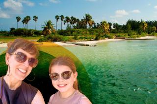 Katie Bowman and her daughter, Elisa; Starfish Point on Grand Cayman is a great spot for snorkelling