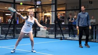 Norton, pictured here with Andy Murray, was the first British female to compete and win a match on the World Padel Tour