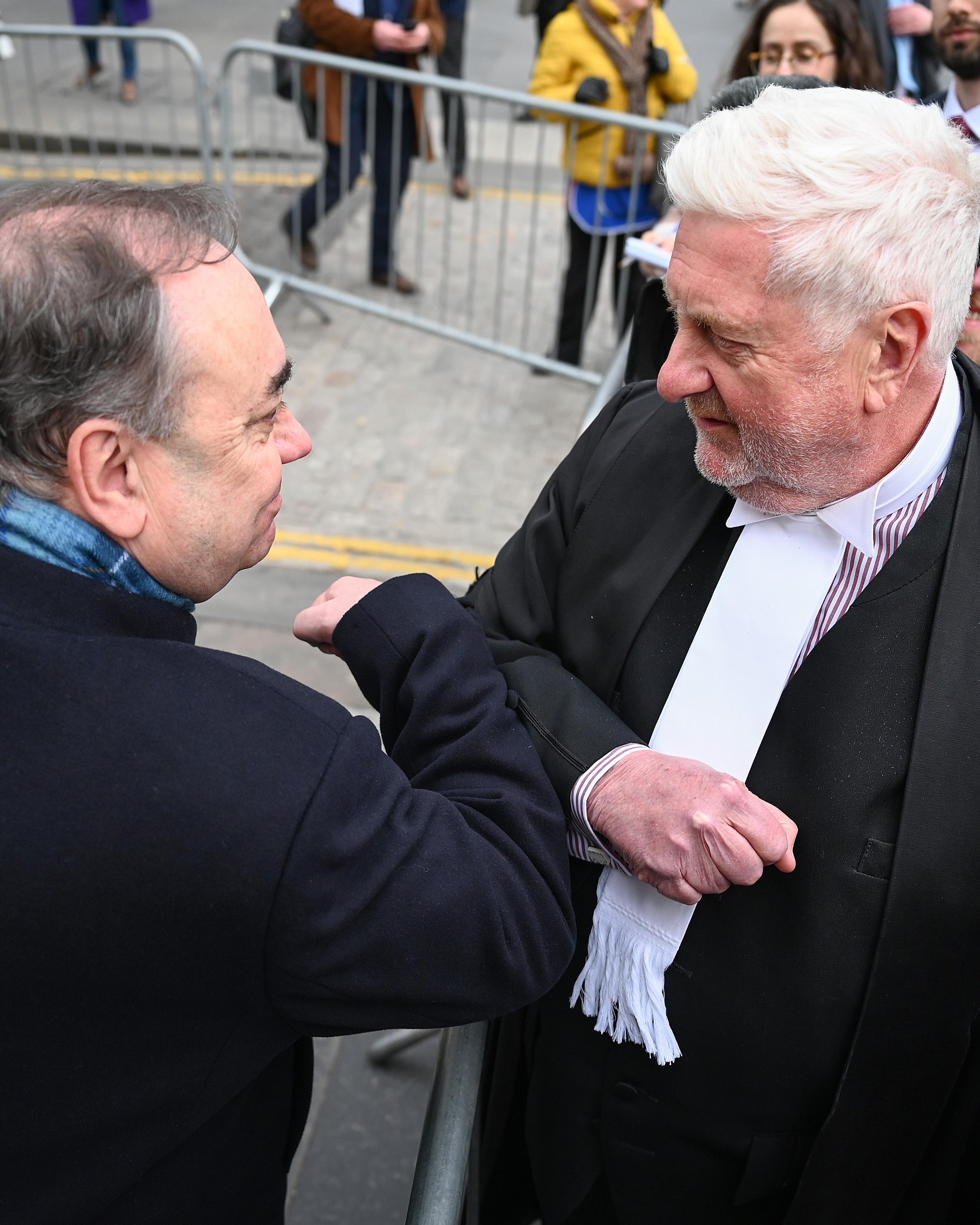 Alex Salmond, the former first minister, with his lawyer Gordon Jackson after Salmond was cleared of sexual assault charges